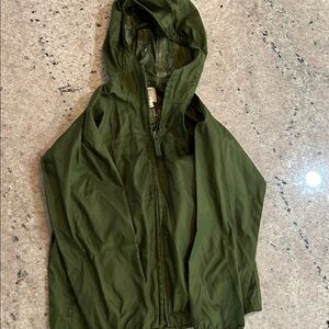 Kids Packable Green Hooded Windbreaker Jacket